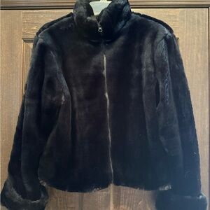 GAP Girls Faux Fur Black Teddy Jacket